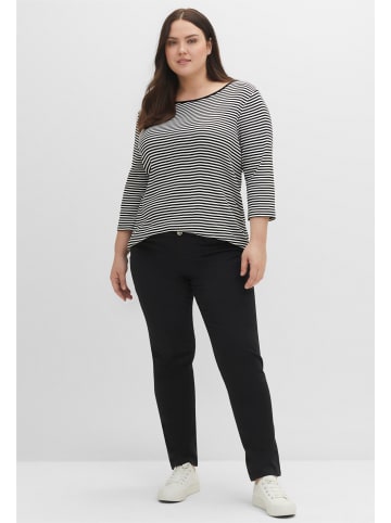 sheego Ringelshirt in schwarz