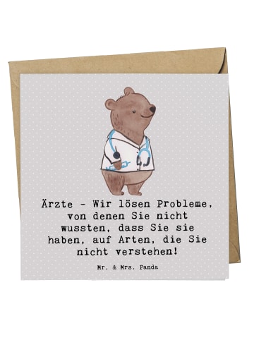 Mr. & Mrs. Panda Deluxe Karte Arzt Probleme Lösen mit Spruch in Grau Pastell
