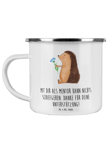 Mr. & Mrs. Panda Emaille Tasse Beste Mentor mit Spruch in Weiß