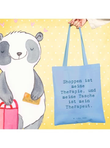 Mr. & Mrs. Panda Tragetasche Spruch Shoppen ist meine Therapie, ... in Sky Blue