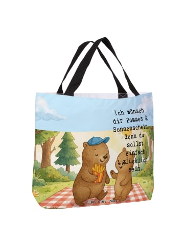 Mr. & Mrs. Panda Tote Bag Bär Kind Pommes Design mit Spruch in Weiß