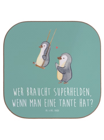 Mr. & Mrs. Panda Glas-Untersetzer Lieblings-Tante mit Spruch in Meeresbrise