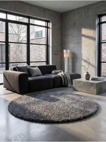 KADIMA DESIGN Teppich Hochflor Shaggy Waschbar Einfarbig RHEIN Strapazierfähig in Grau