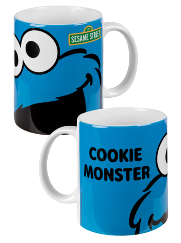 United Labels Sesamstraße Tasse - Krümelmonster Cookie Monster 320 ml in blau/weiß