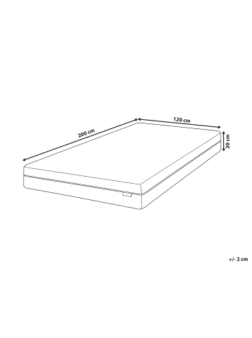 Beliani Matratze GLEE in Weiß/Grau/Blau - (W) 120 x (H) 20 x (L) 200 cm H2/3 Mittel