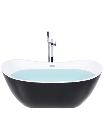 Beliani Freistehende Badewannen ANTIGUA in Schwarz/Weiß/Silber