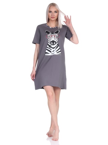 NORMANN kurzarm Nachthemd - 73091 in grau