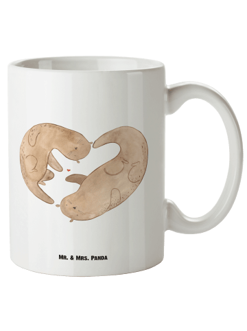 Mr. & Mrs. Panda tasse mit henkel Otter Herz ohne Spruch in Weiß