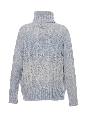 myMo Damen Rollkragenpullover in BLAU WOLLWEISS