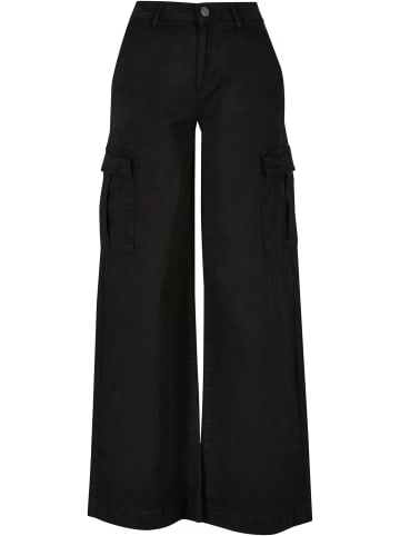 Urban Classics Urban Classics Damen Ladies High Waist Wide Leg Twill Cargo Pants in black