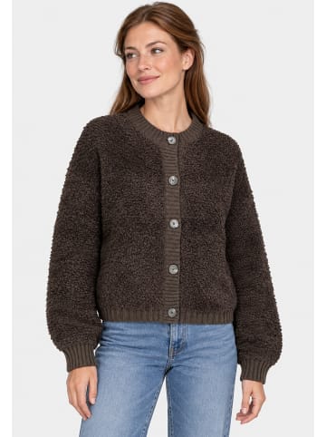 Sublevel Strickjacke Knopfleiste Rundhalsausschnitt in Dunkelbraun