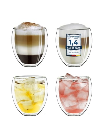 Creano 4er Set Thermoglas dg-b "Kaffeeglas/Teeglas" - 250ml Glas