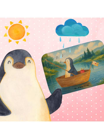 Mr. & Mrs. Panda Badteppich Pinguin Angelboot Design ohne Spruch in Weiß