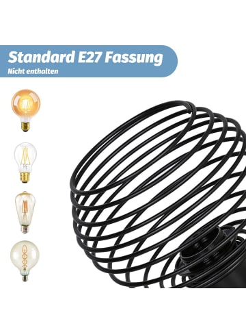 ZMH Deckenleuchte in schwarz 1-flammige E27 Vintage L 16cm Metall Flurlampe