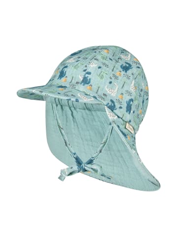 Sterntaler Schirmmütze mit Nackenschutz Dinos in helltürkis