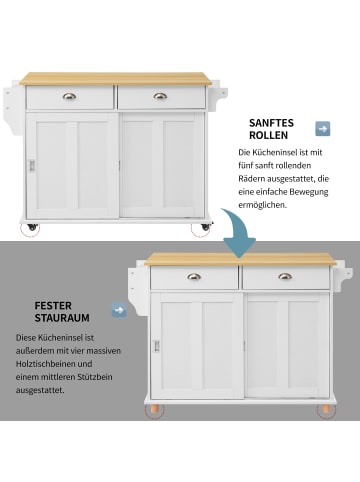 ABRIHOME Küchenwagen mit Rollen und austauschbaren Massivholzfüßen in Weiß