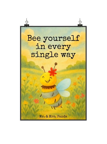 Mr. & Mrs. Panda Poster Biene Blume Design mit Spruch in Weiß