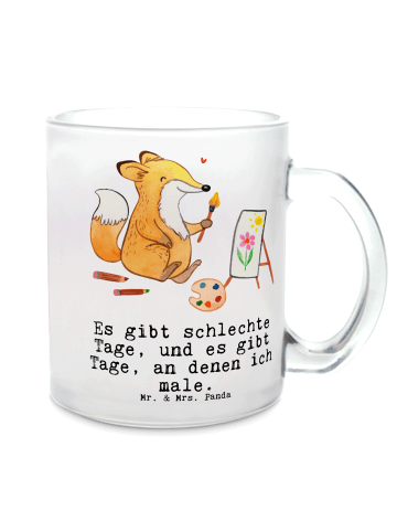 Mr. & Mrs. Panda Teeglas Fuchs  Malen mit Spruch in Transparent