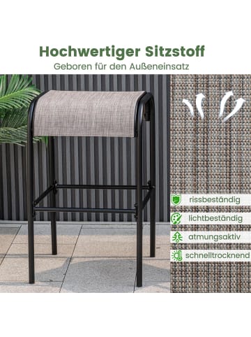 COSTWAY 2er Set Barhocker Outdoor in Braun