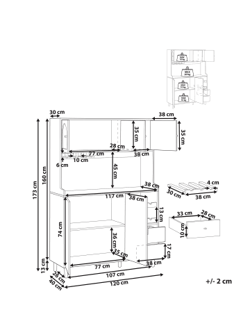 Beliani Vitrine CAMPBELLTON in Braun - (W) 120 x (H) 173 x (L) 40 cm