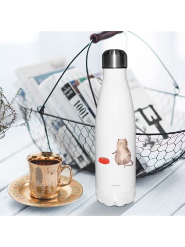 Mr. & Mrs. Panda Thermosflasche Katze Fressen ohne Spruch in Weiß