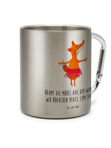 Mr. & Mrs. Panda Edelstahlbecher Fuchs Ballerina mit Spruch in Silber