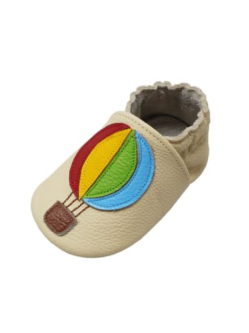 Yalion Elfenbeinfarbene Baby-Leder-Laufschuhe Heißluftballonmotiv