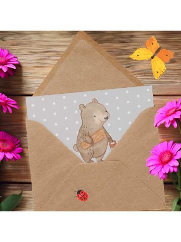 Mr. & Mrs. Panda Einladungskarte Tischler Leidenschaft mit Spruch in Grau Pastell