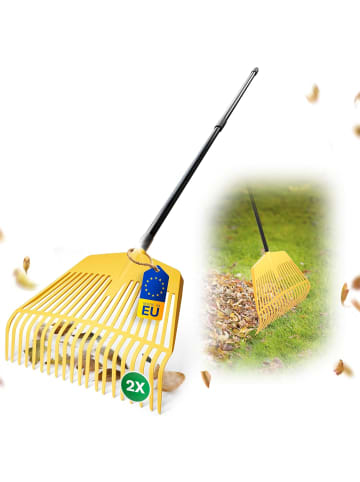 Novatool Novatool 2X Laubbesenkopf Set, 2in1 Kombigerät, Laubbesen & Laubgabel in Gelb