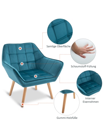 HOMCOM Einzelsessel-67L x 61,5B x 71H cm-Hellblau