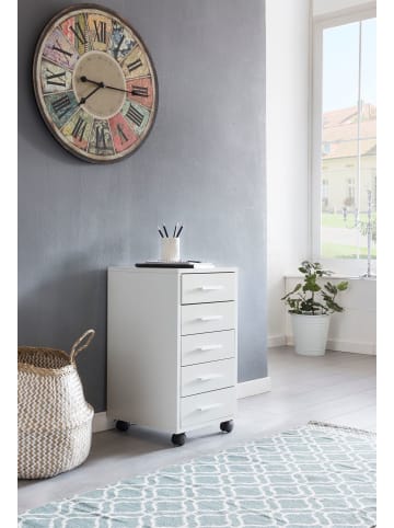 FineBuy Rollcontainer in Weiß / Spanplatte / 33x38x63