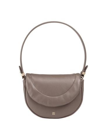 DuDu Schultertasche Leder 22 cm in taupe