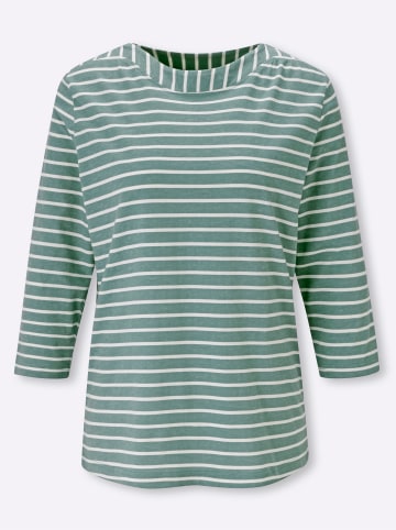 Sieh an! 3/4-Arm-Shirt in jade-ecru-geringelt