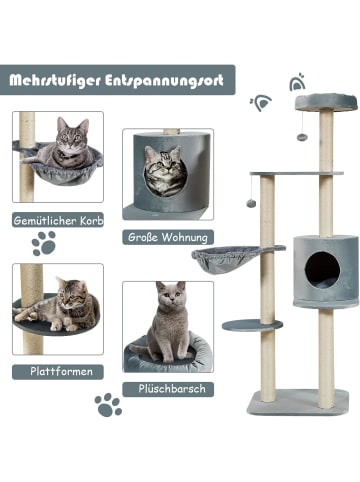 COSTWAY Kratzbaum 144cm in Grau