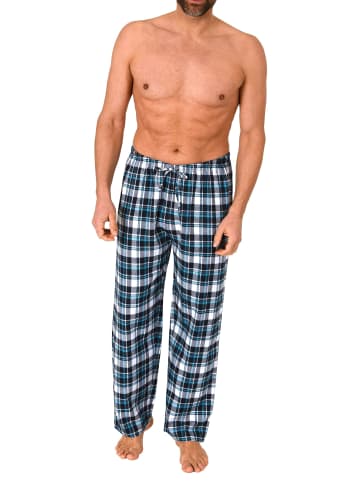 NORMANN Flanell Schlafanzug Pyjama Hose Karo - 76584 in türkis