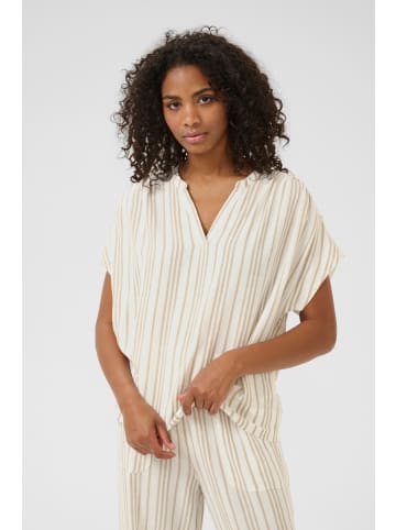 Kaffe Kurzarm-Bluse KAmilia Loose fit in Chalk / Chinchilla Stripe