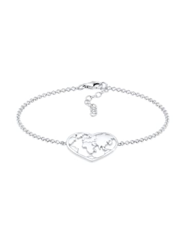 Elli Armband 925 Sterling Silber Herz, Weltkugel in Silber