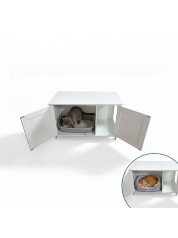 relaxdays Katzenschrank in Weiß - (B)78,5 x (H)46 x (T)44,5 cm
