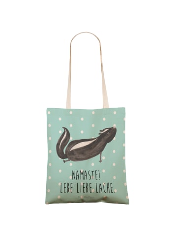 Mr. & Mrs. Panda Tote Bag Stinktier Yoga mit Spruch in Türkis Pastell