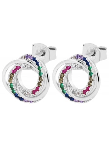 Adeliás Damen Ohrstecker Knoten aus 925 Silber mit Zirkonia in bunt