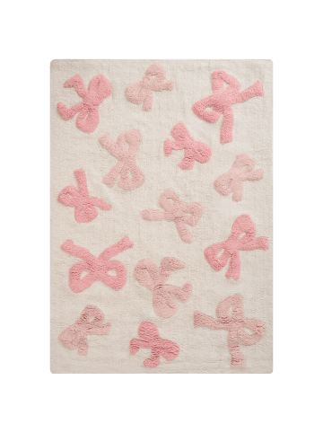 Beliani Kinderteppich FITA in Weiß/Rosa - (W) 90 x (L) 130 cm