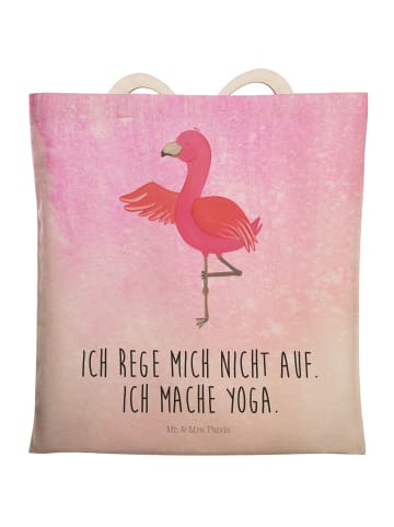 Mr. & Mrs. Panda Einkaufstasche Flamingo Yoga mit Spruch in Aquarell Pink