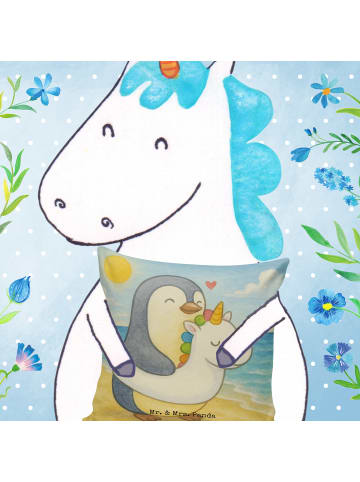 Mr. & Mrs. Panda Deko Kissen Pinguin Schwimmring Design ohne Spruch in Weiß