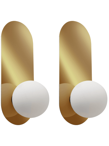 Beliani 2er-Set Wandleuchten LEISI in Gold/Weiß