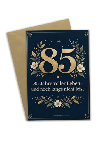 Geburtstagskarte 85. Geburtstag Zahl würdig Des... in Weiß