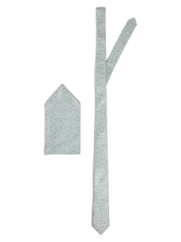 Finshley & Harding London Krawatte und Einstecktuch in schilf hellblau - 0001
