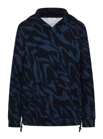 Cecil Gemustertes Kapuzenshirt in Blau
