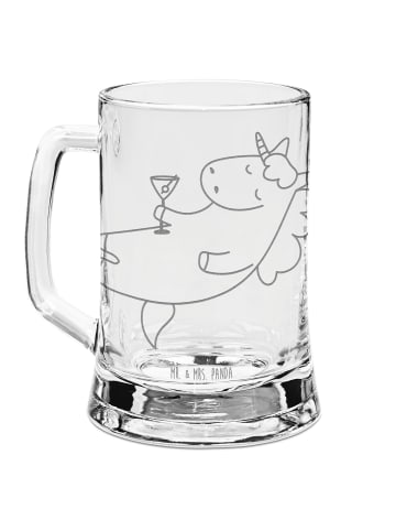 Mr. & Mrs. Panda Gravur Bierkrug Einhorn Blümchentail ohne Spruch in Transparent