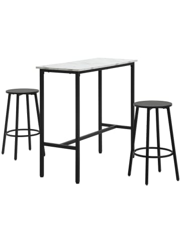 HOMCOM Bartisch Set in Weiß & Schwarz 100L x 40B x 90H cm