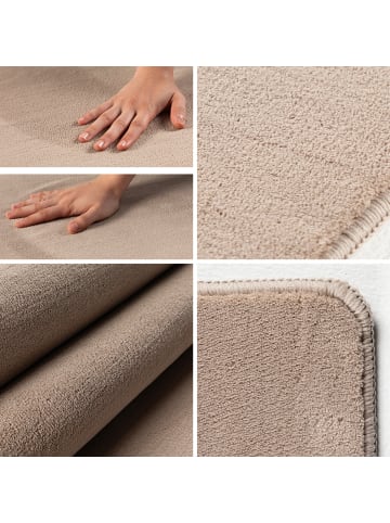 KADIMA DESIGN Teppich Kurzflor Uni-Farbe Microfaser Antirutsch Wohnzimmer waschbar in Beige